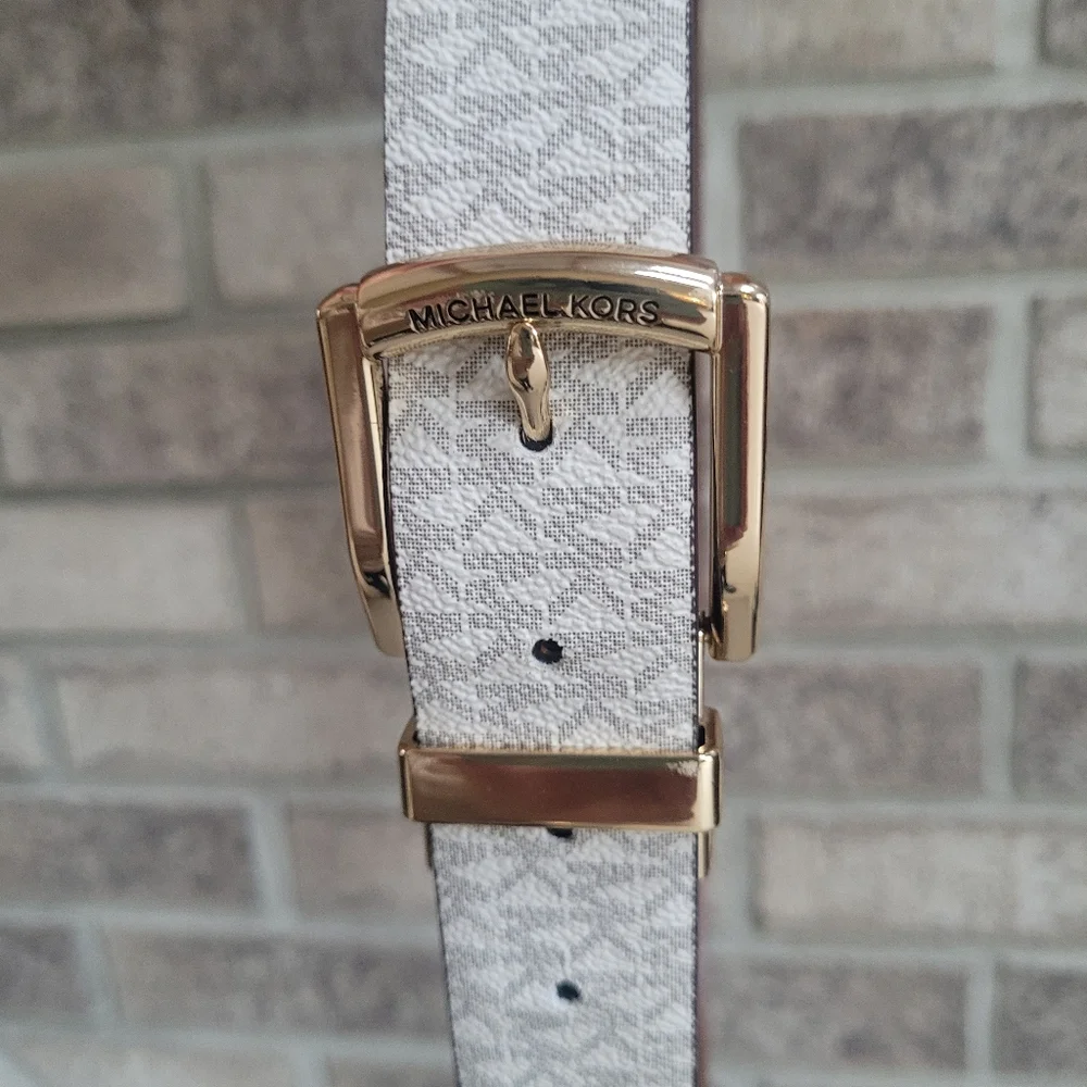 Michael Kors 2 in 1 Reversible White Tan and Brown Women's Belt S/M